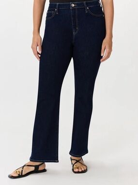Quince Bella Kick Flare Jeans Dark Wash Stretch Denim | 33 Long Deep Rinse